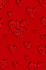 Fototapeta na wymiar Valentines Day pattern with hearts. Vertical banner.