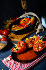 Peppers with spelled, sheep's cheese filling