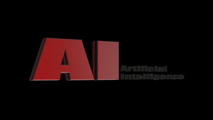 3d rendering of 3D AI Wording with white background