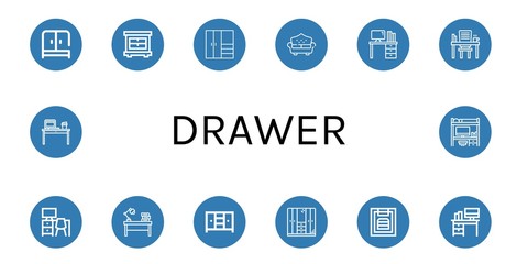 Set of drawer icons