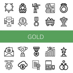 gold simple icons set