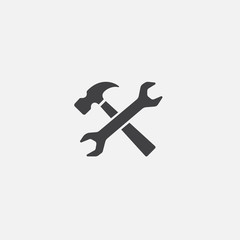 Service Tools vector icon, Wrench and hammer tool set web icons, Repair service tools flat vector icon