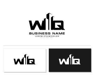 W Q WQ Initial building logo concept