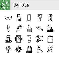 barber simple icons set