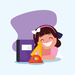 School girl kid with notebook vector design