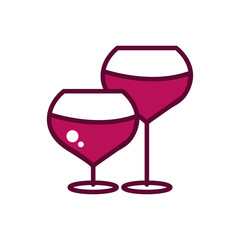 wine glasses celebration drink beverage icon line and filled