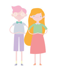 happy valentines day, smiling young couple relationship cartoon