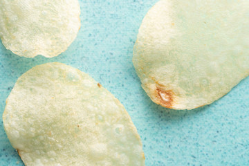 Potato chips heaping in a bowl