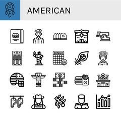 american simple icons set
