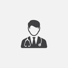 Doctor with stethoscope icon design, Physician doctor flat vector icon for apps and websites, doctor logo illustration