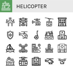 helicopter simple icons set