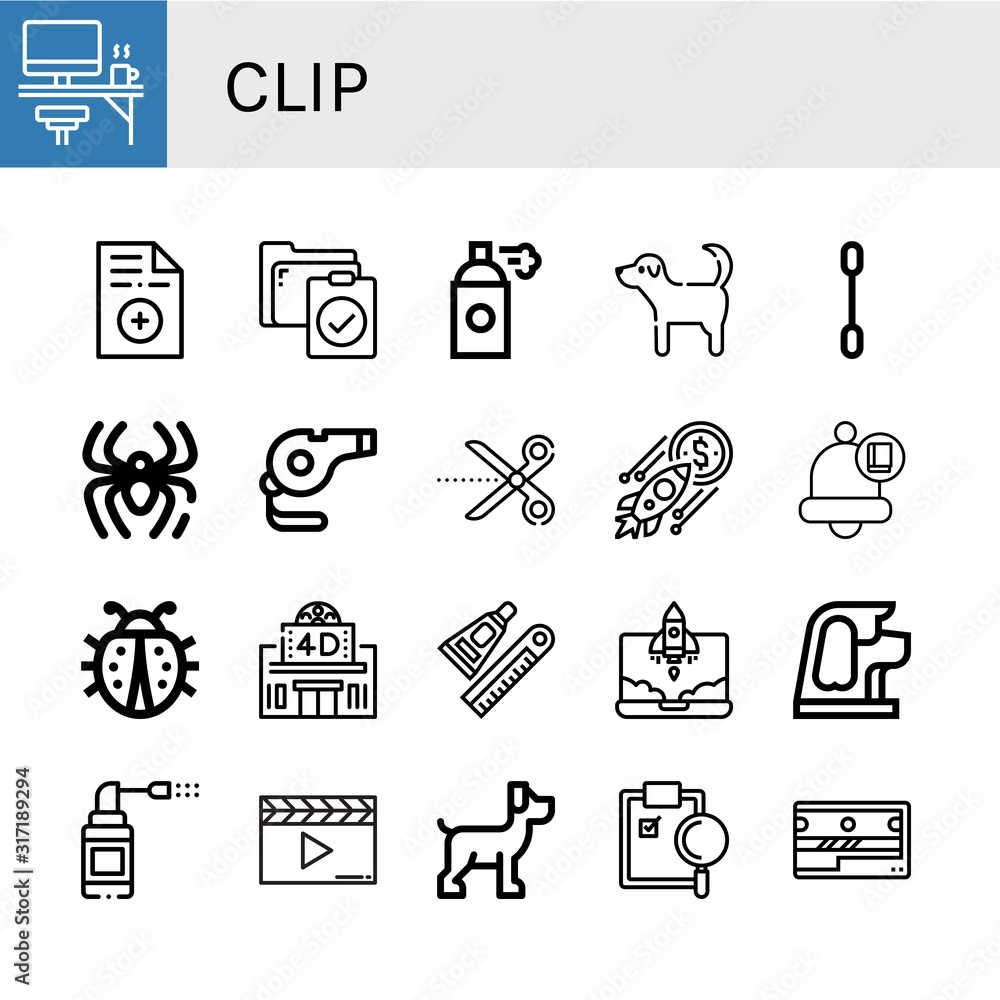 Sticker Set of clip icons