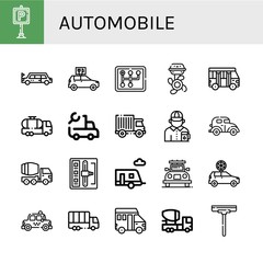 automobile simple icons set