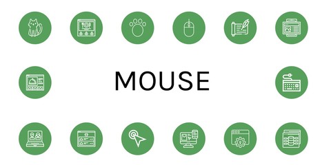 mouse simple icons set