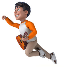Fun 3D cartoon Asian teenager .