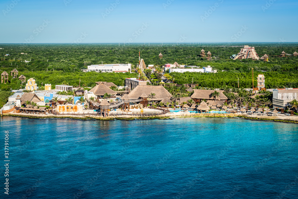 Poster Coastline at the port of Costa Maya, Mexico.