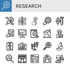 research simple icons set