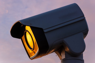 monitoring camera against the background of the morning sky