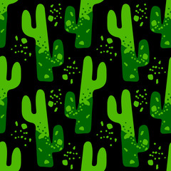 Hand drawn cacti seamless pattern