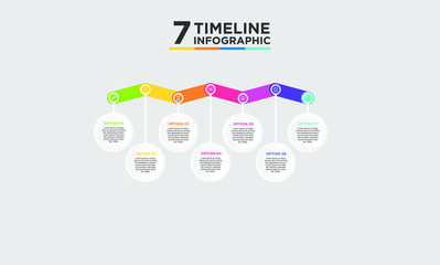 7 step timeline infographic element. Business concept with three options and number, steps or processes. data visualization. Vector illustration.