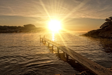 Sespanyol Beach in Ibiza at sunrise, Balearic Islands