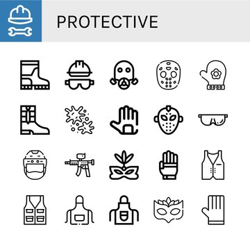protective simple icons set