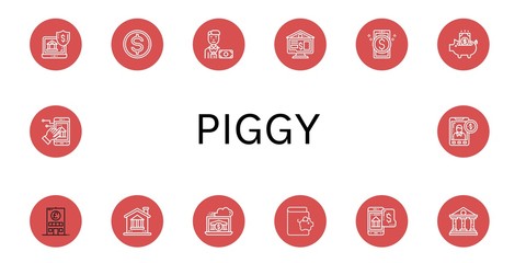 Set of piggy icons