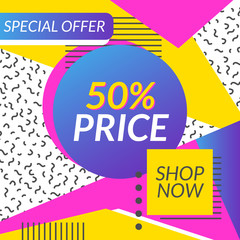 Memphis graphic retro funky graphic poster vector