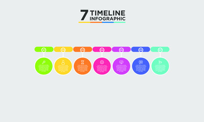 7 step timeline infographic element. Business concept with three options and number, steps or processes. data visualization. Vector illustration.