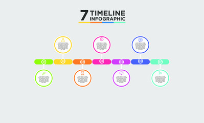 Fototapeta na wymiar 7 step timeline infographic element. Business concept with three options and number, steps or processes. data visualization. Vector illustration.