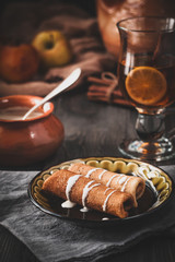 Delicious pancakes with sweet fillings. Maslenitsa.