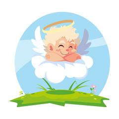 cupid angel sleeping on a cloud, valentines day