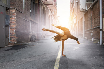 Gymnast girl in jump Mixed media