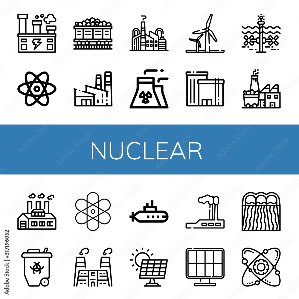 Wall mural Set of nuclear icons