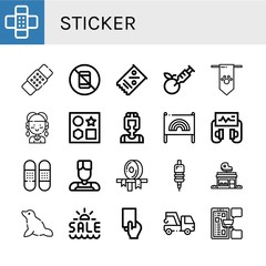 sticker simple icons set