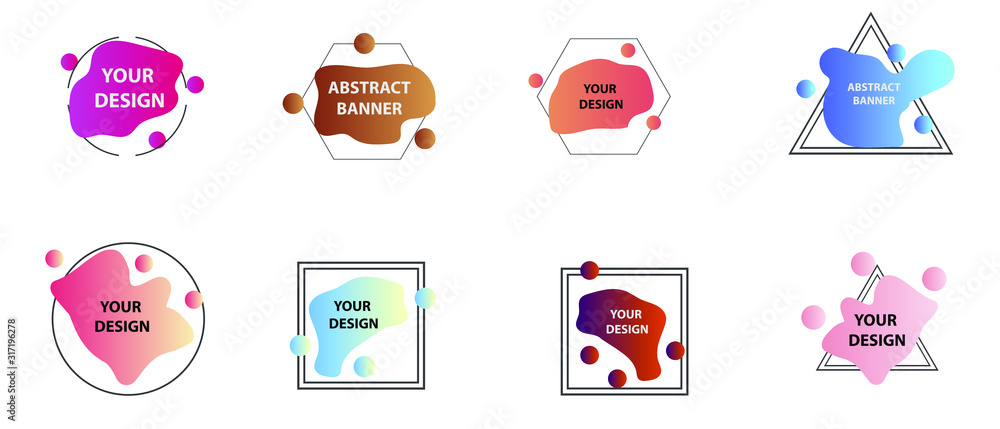 Poster set of modern abstract graphic elements. gradient abstract banners with different shapes. template f