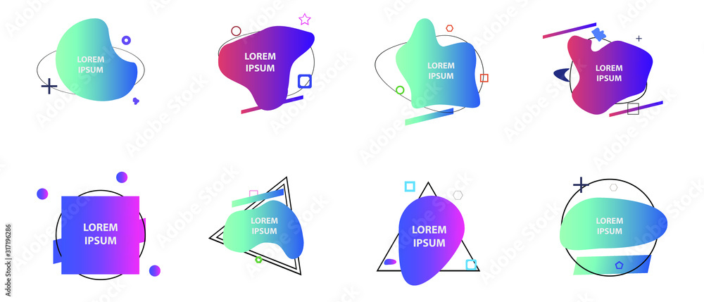 Aufkleber set of modern abstract graphic elements. gradient abstract banners with different shapes. template f