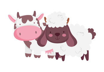 cow and sheep farm animal cartoon