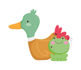 duck and frog farm cartoon animal