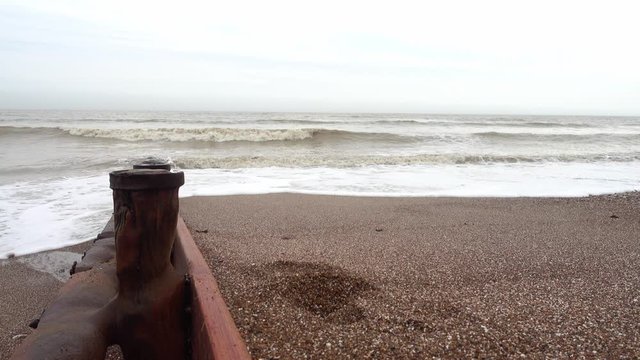 brighton beach in the fogy morning medium waves