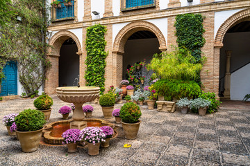 Courtyard garden of Viana Palace in Cordoba, Andalusia, Spain.