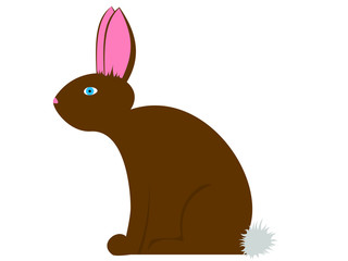 The brown bunny/rabbit with pink ears. Illustrations for children. Illustrations. Vector