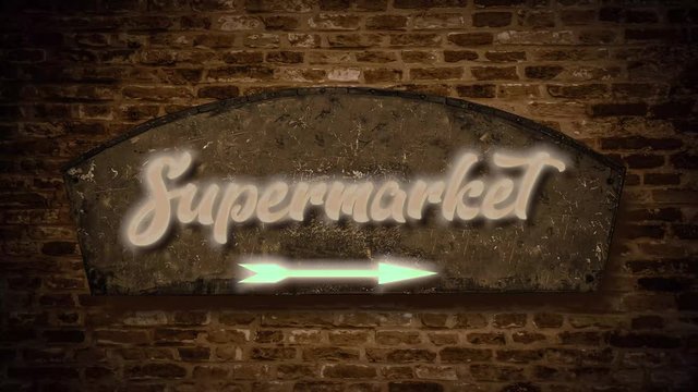 Street Sign the Way to Supermarket