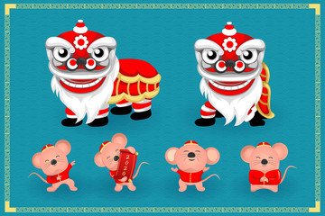 Happy Chinese New Year 2020. the year of the Rat, Zodiac sign for greetings card, flyers, invitation, posters, brochure, banners, calendar
