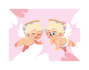 cute cupid angels , valentines day