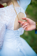 loving couple holding hands looking at the path, symbolizing her future