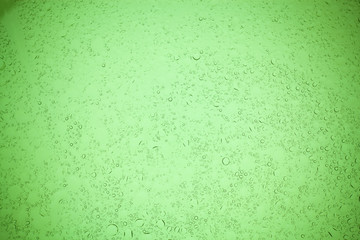 Rain droplets on green glass background, Water drops on green glass.