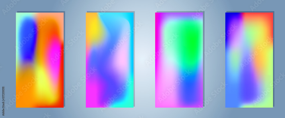 Poster abstract colorful vector blurred gradient backgrounds. holographic template for your cover and desig