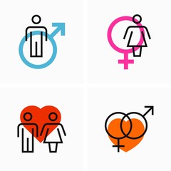 Gender, love, relationship, flat and outline icon