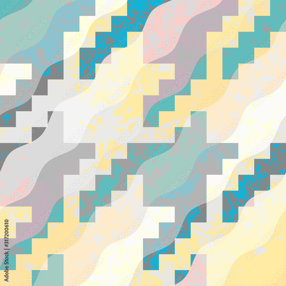 Poster Seamless geometric pattern. Classic Hounds-tooth pattern in geometric collage style with grunge effect. Vector image.